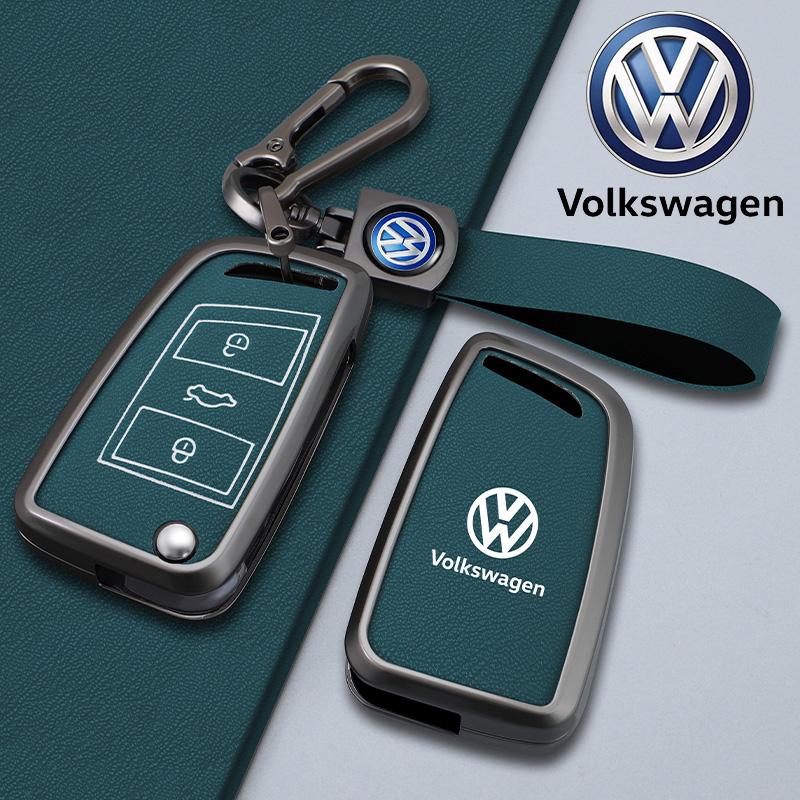 Für VOLKSWAGEN VW Zinklegierung Leder Auto Smart Fernbedienung Schlüsselhülle Abdeckung Schutzhalter Schale für VW Volkswagen Passat 2017 Schlüsselanhänger