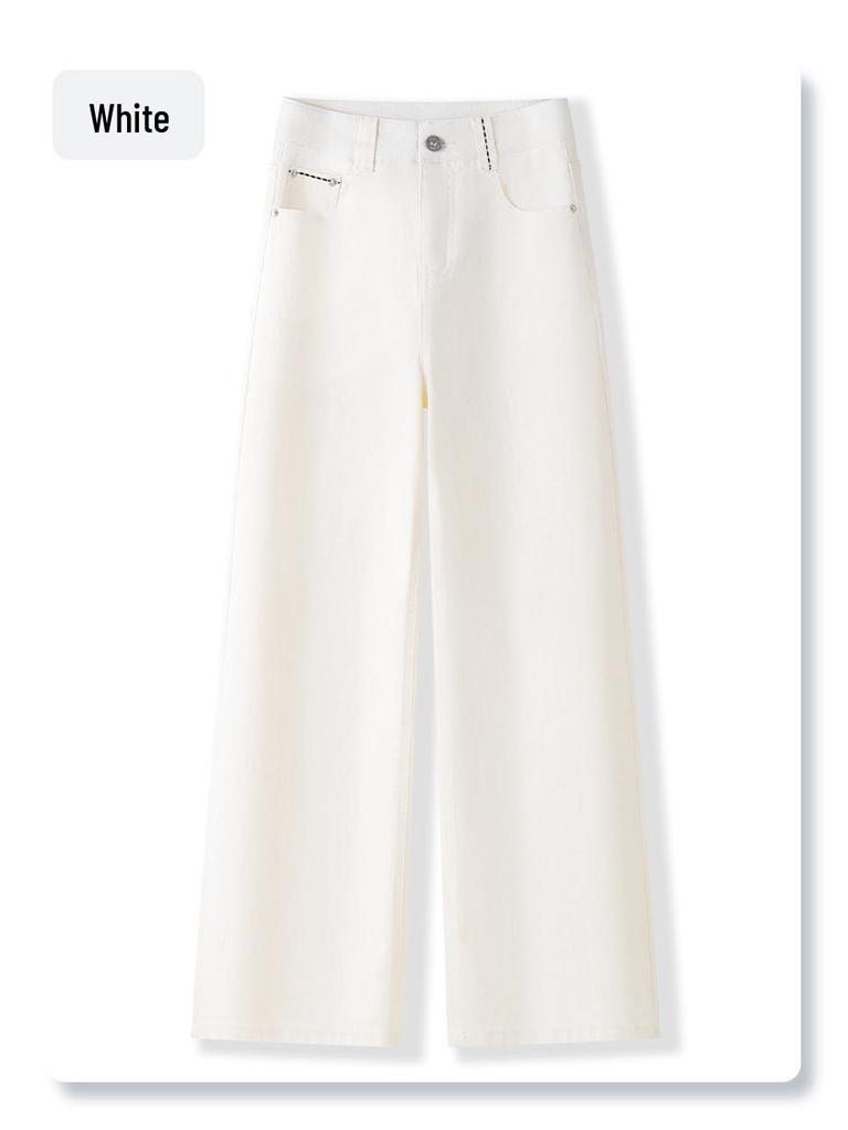 2025 Women's High-Waisted Yellow Wide-Leg Jeans: Slimming, Straight-Leg, Floor-Length, Spring Collection