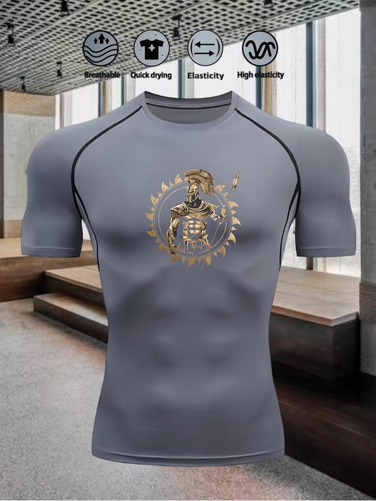Men's Short Sleeve Compression T-Shirt Breathable Elastic Ancient Greek/Strength Training Style Top