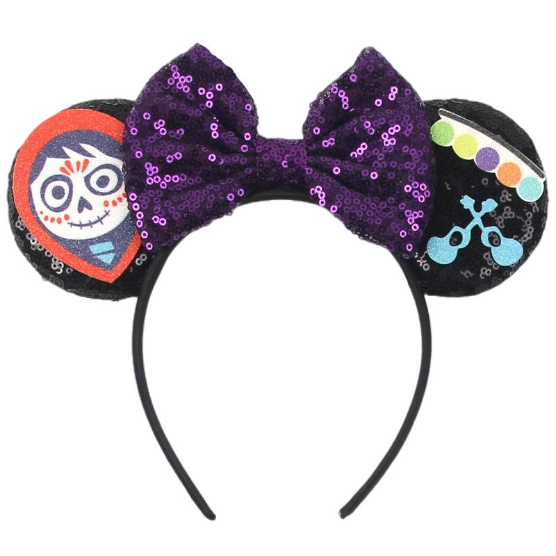 Halloween Mouse Ears Headband Sequins Bow Hairband For Women Featival Party DIY Hair Accessories Boutique