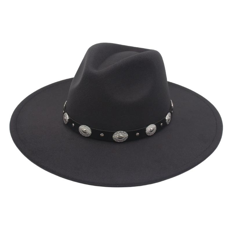 Plus Edge Felt Top Hat Jazz Hat Gentleman Ladies Wind Metal Sheet Hat