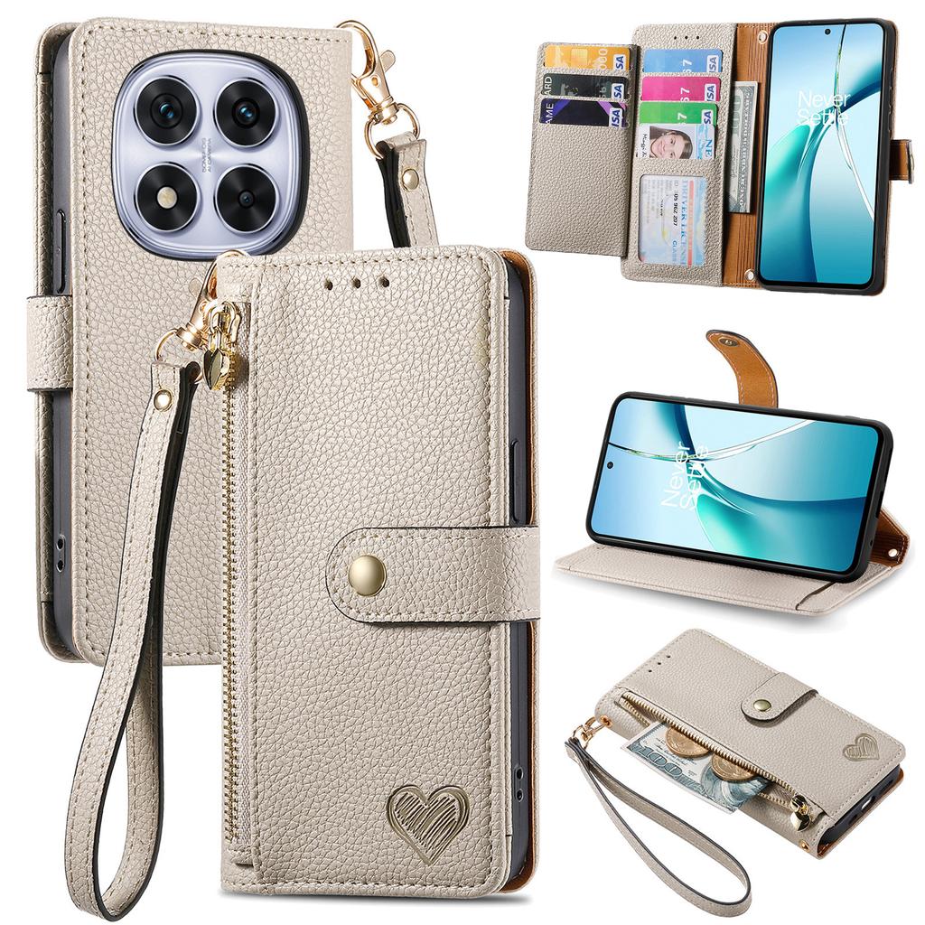 Per Xiaomi Poco M8 Pro 5G/Redmi Note 15 Pro+ 5G (Globale) Custodia con Tasca con Zip Blocco RFID Portafoglio in Pelle Copri Telefono con Cinturino