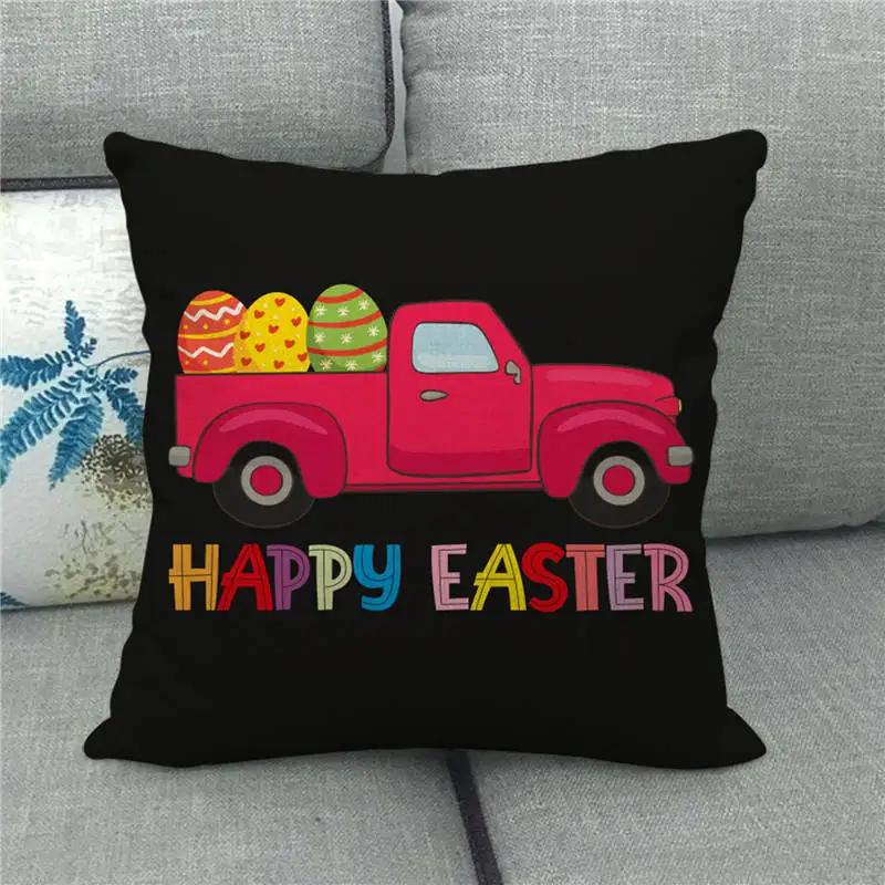 Easter Decor Pillow Covers 45x45cm Cartoon Bunny Eggs Printed Cushion Cover Spring Holiday Party Decorative Pillowcase for Couch