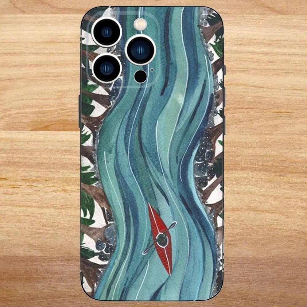 

Kayaking illustration Phone Case For iPhone 16,15,14,13,12,11,Mini,Pro,SE,MAX White Matte Shockproof Cover iPhone15plus