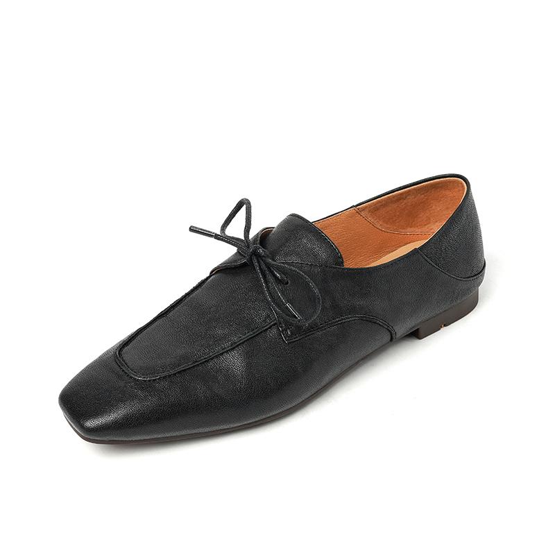 Fashion 2025 Fashion Square Toe Women Soft Full Genuine Leather Low-heel Slip on Solid Color Big Size 34-40 Casual Street Shoes Handma