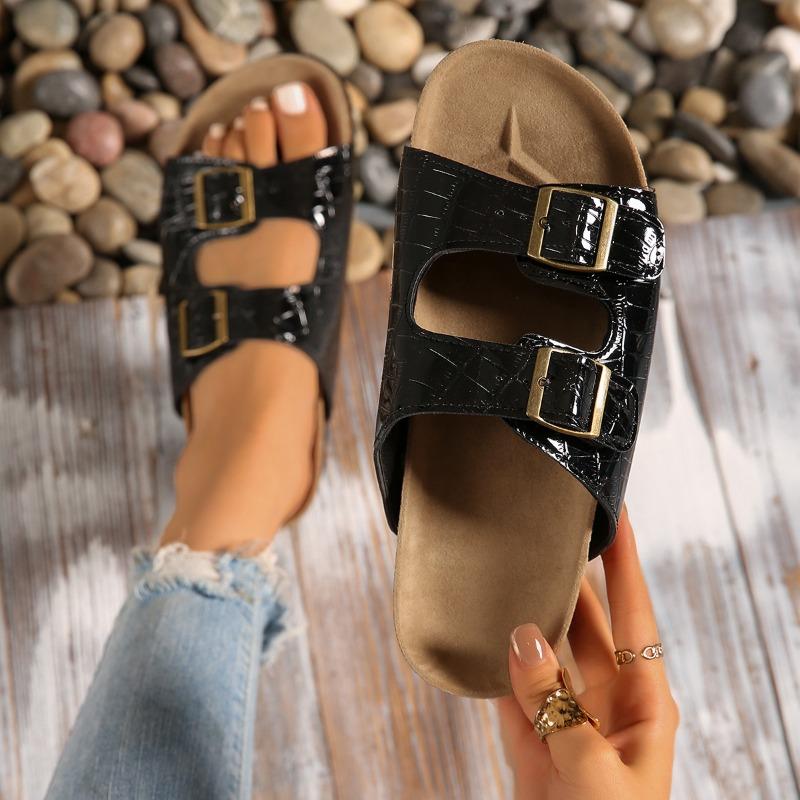 Slippers Women's Spring Summer New Products Women's Cool Slippers Large Size Buckle Lazy One Pedal Platform Beach Shoes Tide