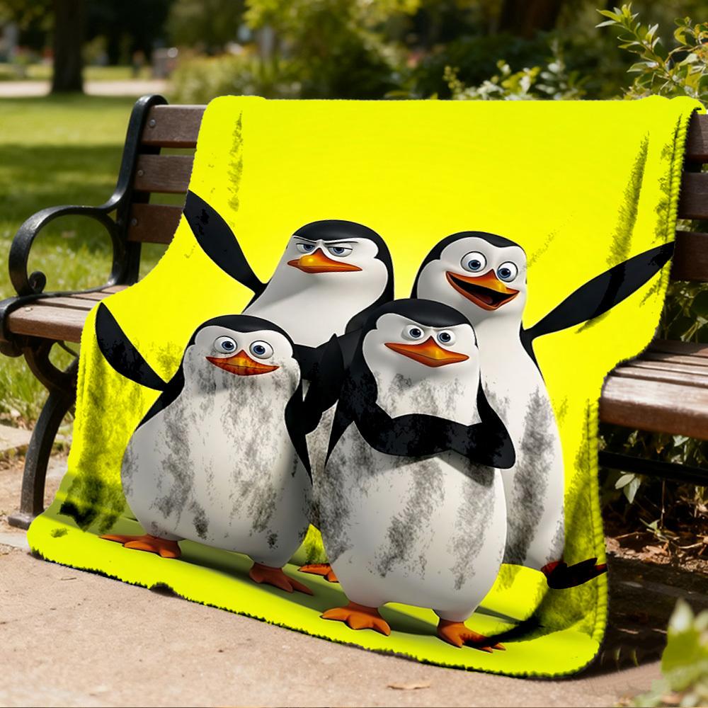 1pc Penguins of Madagascar Outdoor Soft Blanket Ultra Plush, Warm, Versatile, and Easy Care for Camping, and