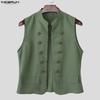 Striped Summer Incerun Men Sleeveless Open Front Casual Tank Tops Waistcoat Vests