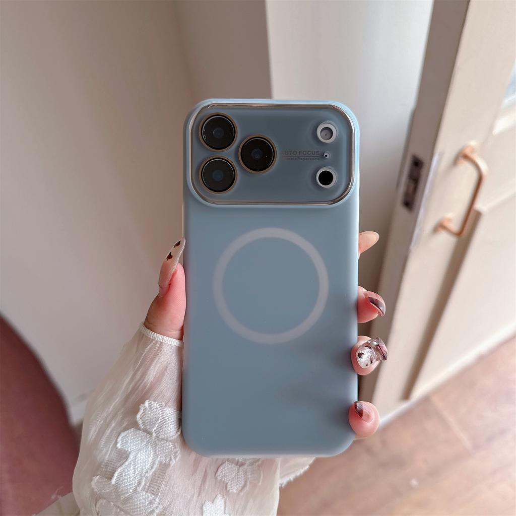 Luxury For Magsafe Jelly Large Window Silicone Case for iPhone 17 16 15 14 Pro Max Magnetic Wireless Charging Shock Matte Cover