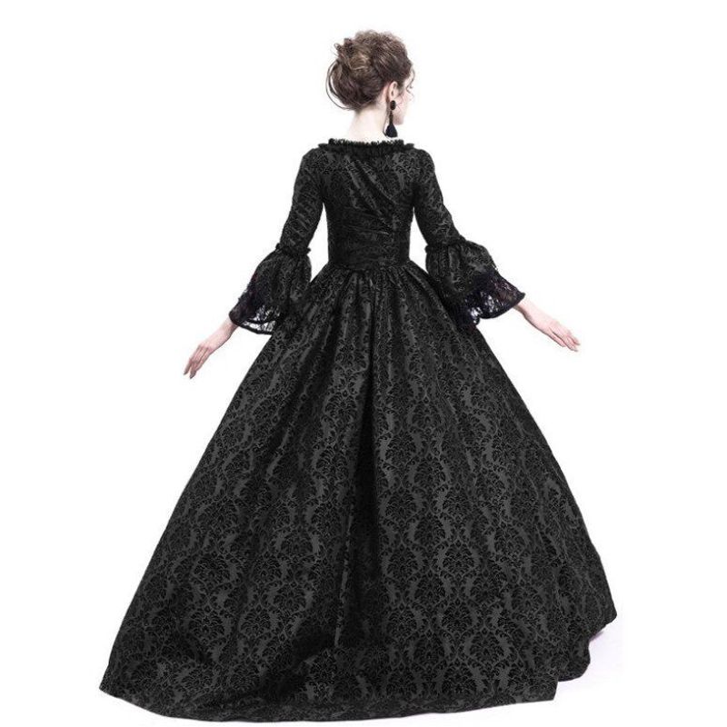 S-5Xl Large Size High-End Court Dress with Lace Splicing and Large Hem Skirt, Vintage Medieval Renaissance Dress
