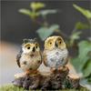 New 4Pc Home Decoration Cute Artificial Owl Figurines Miniatures Lovely Birds Fairy Garden Home Resin Crafts Decorations
