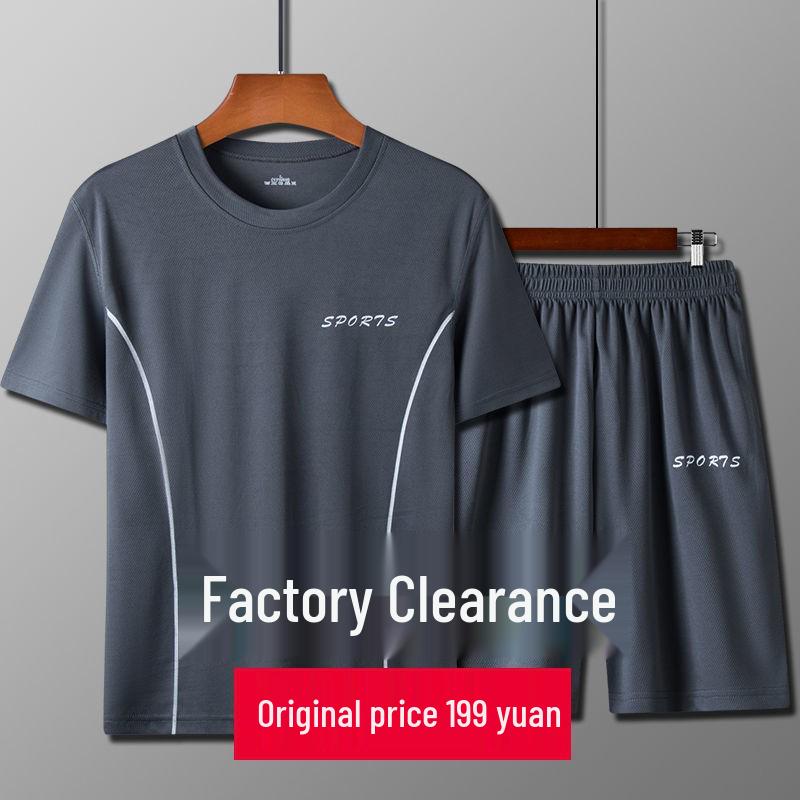 

Litteville Men s Quick-Dry Ice Silk Sports Set: Short Sleeve Tee & Summer Shorts. M 80-100 kg