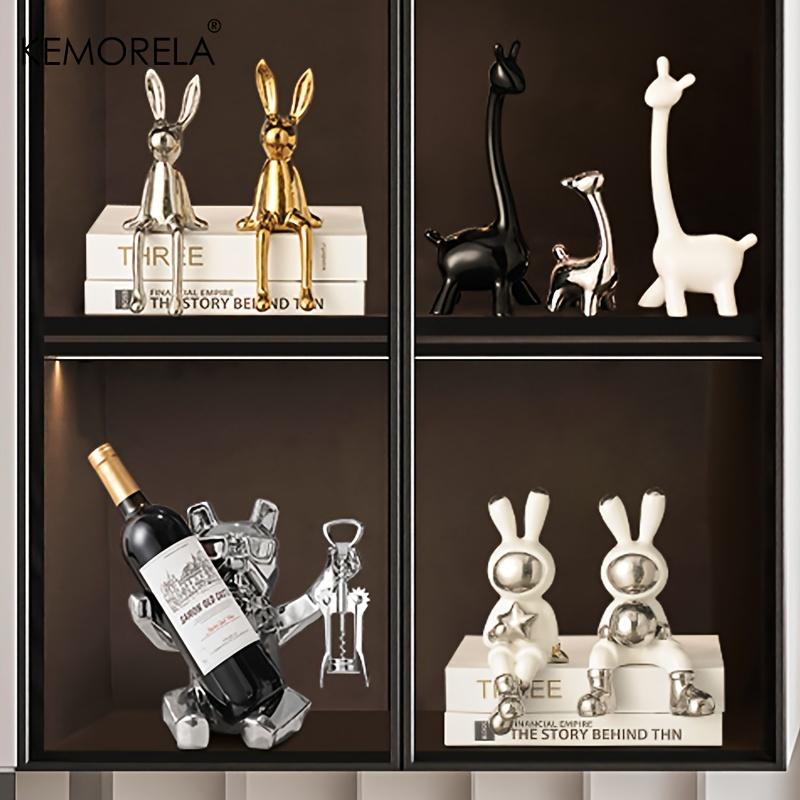 Ceramic Giraffe Statue Ornaments Giraffe Figurines Sculptures Bookshelf Table Ornament For Living Room Bedroom NightStand Decors