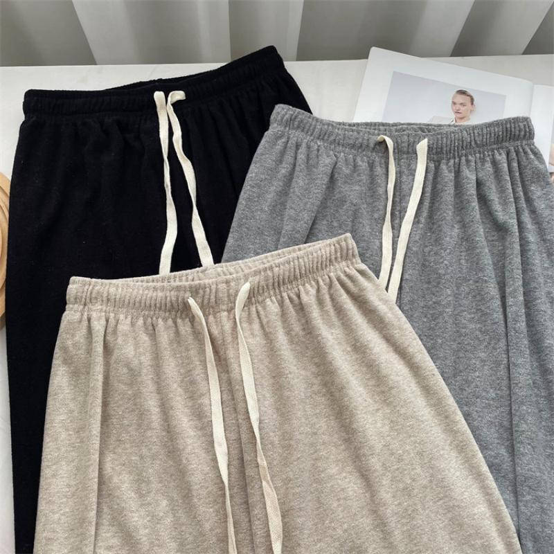 Pantaloni Casual Eleganti in Maglia di Cashmere Morbidi a Gamba Dritta Pantaloni a Gamba Larga di Lana Streetwear Moda High Street Pantaloni Femminili