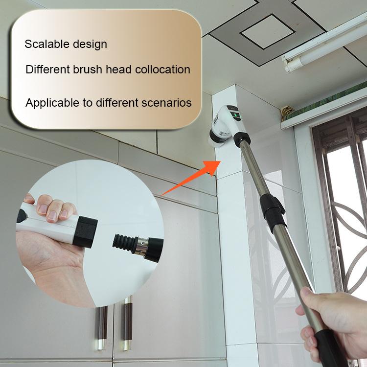Electric Massage Electric Cleaning Brush and Long Handle Cordless Rotating Scrubber Bathroom Cleaning Brush