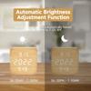 Kleine Holzuhren mit Sprachsteuerung für Schreibtisch, Tisch, Zimmer, Heimdekoration, digitaler, batteriebetriebener Vintage-LED-Wecker aus weißem Holz
