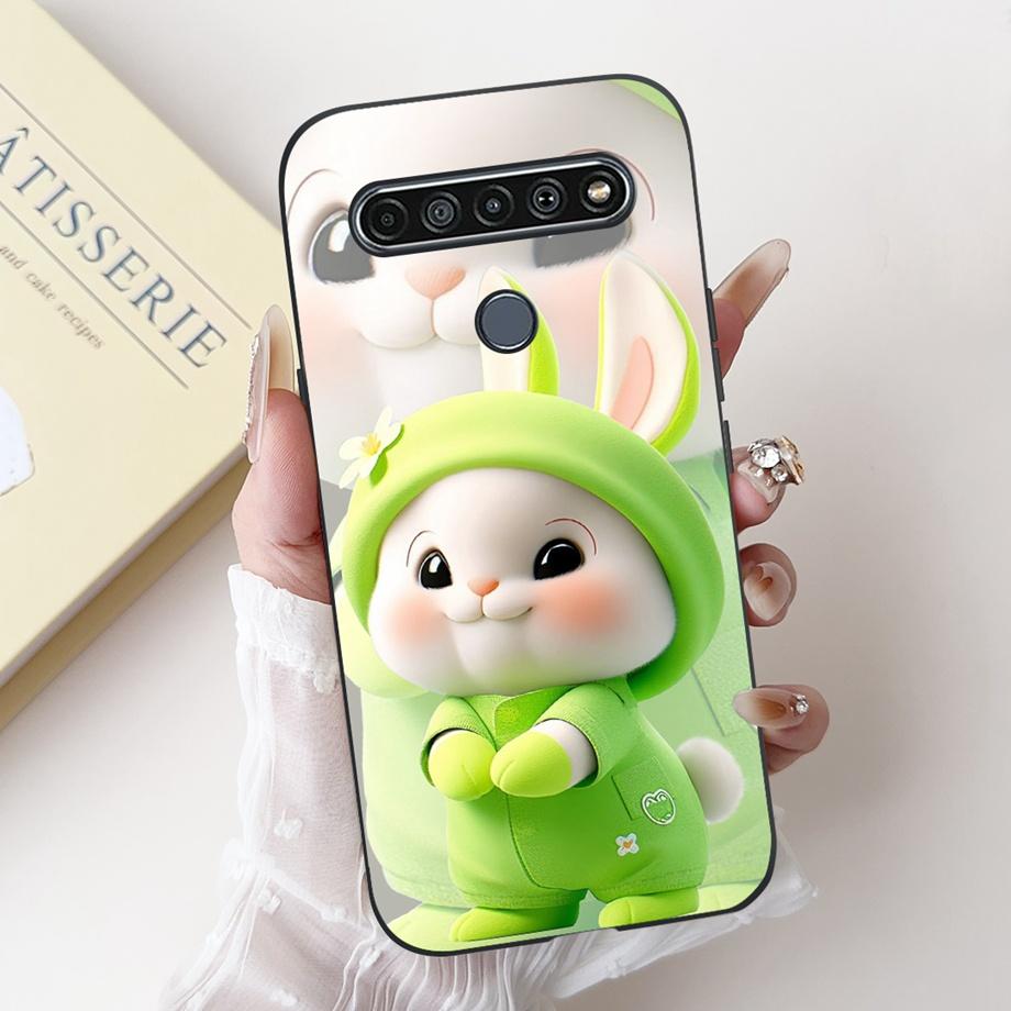 For LG K41s K51s K52 Q52 K61 Q61 K62 K22 2020 Phone Case Back Cover Soft Matte Silicone Slim Fundas Lovely Panda Rabbit Flower