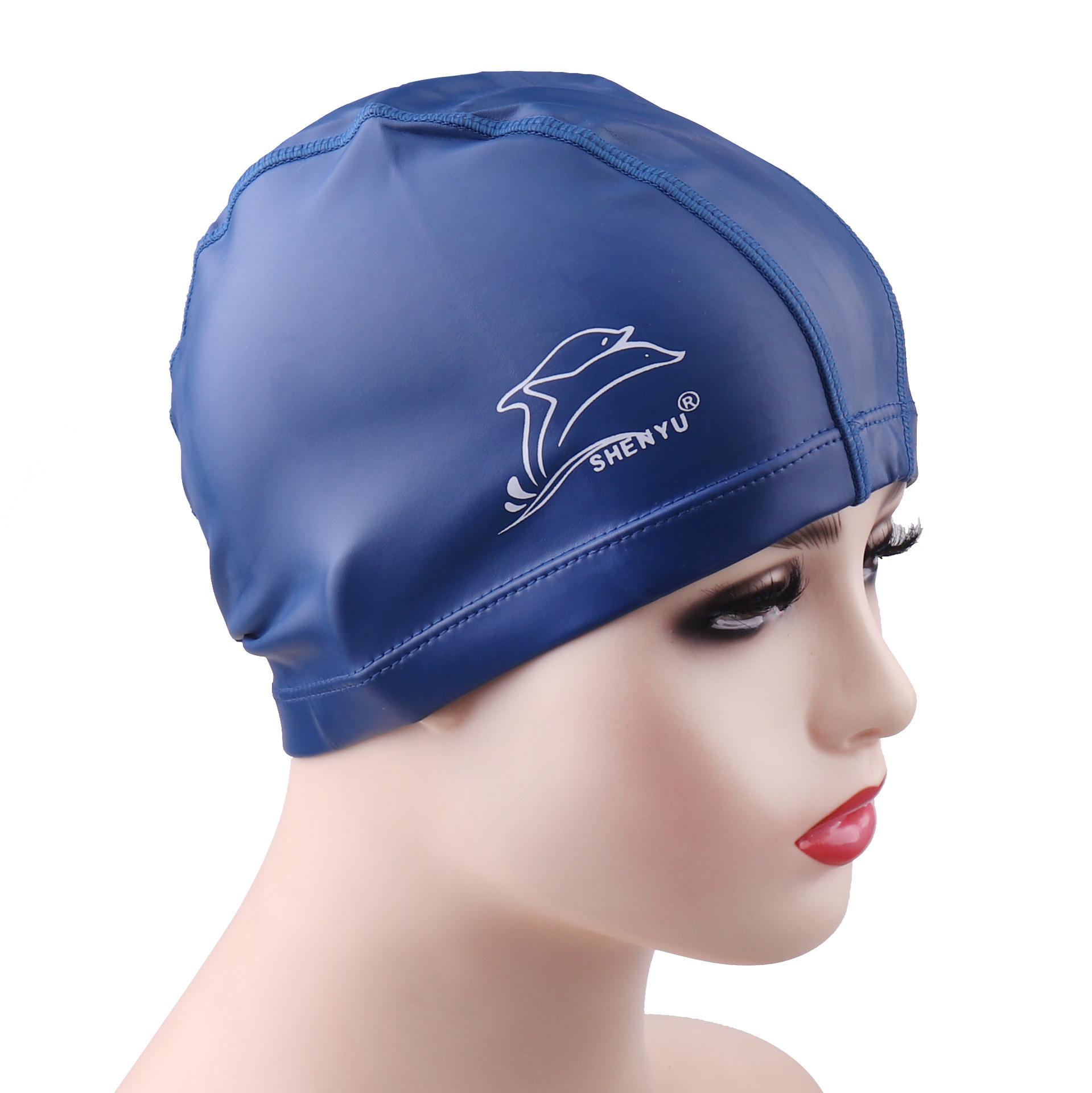 

Водонепроницаемая эластичная шапочка для плавания Shen Yu с защитой ушей для длинных волос - Унисекс, не тугая, многоцветная