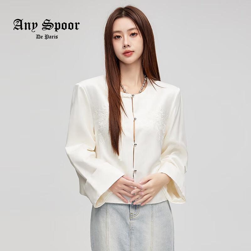 

ANY SPOOR 2024 Autumn New Chinese Style Round Neck Short Jacket 84C687 L