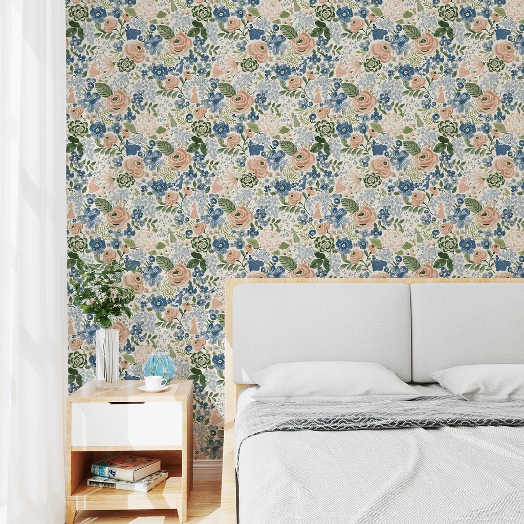 Thickened Wallpaper Self-Adhesive High-End Wall Decoration Flower Green Plant Wall Sticker Room Decoration