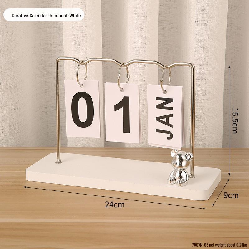 Simple Wood Flip Calendar: Perpetual Desk Ornament & Photo Prop