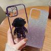 For iPhone 13 Astronaut Holder Gradient Glitter Powder Phone Case