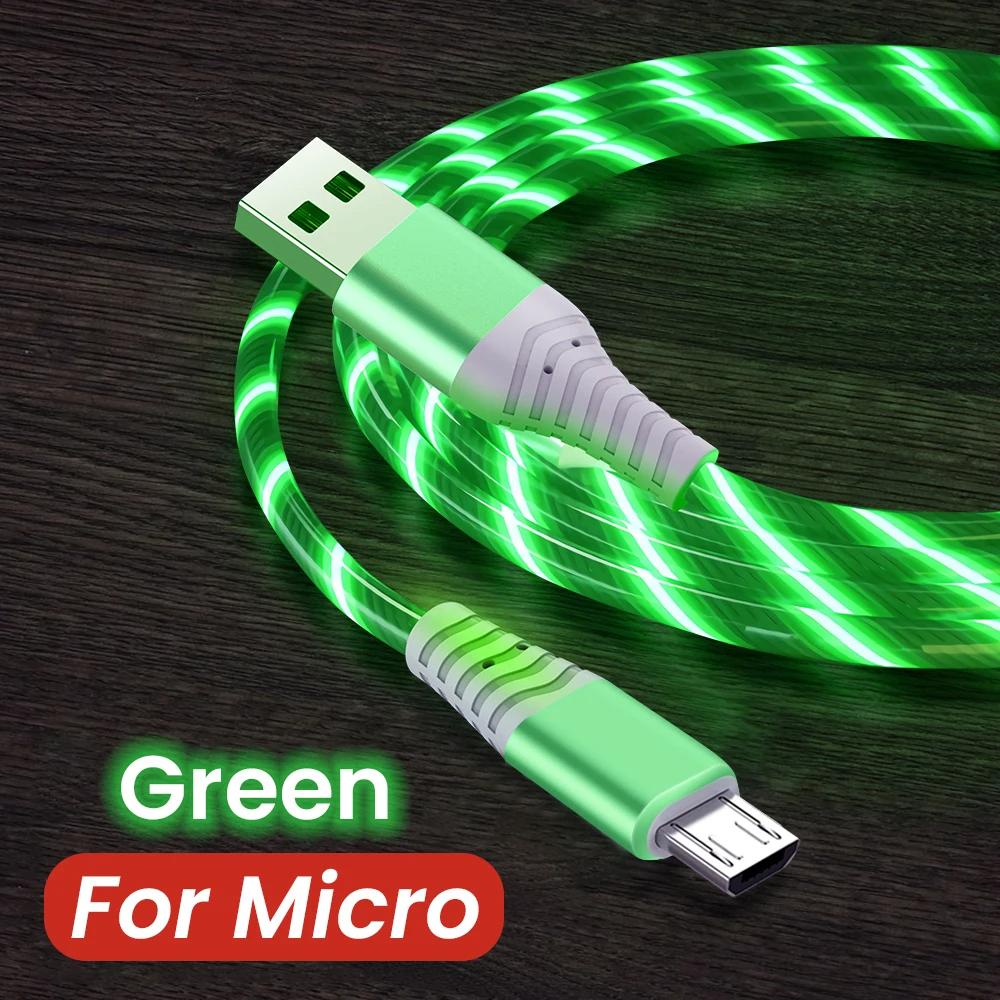 

Flow Luminous USB Type C Cable 3A Fast Charging Data Cord for Samsung Xiaomi OPPO Huawei IPhone Charger Micro USB Wire LED Cable 1.2m