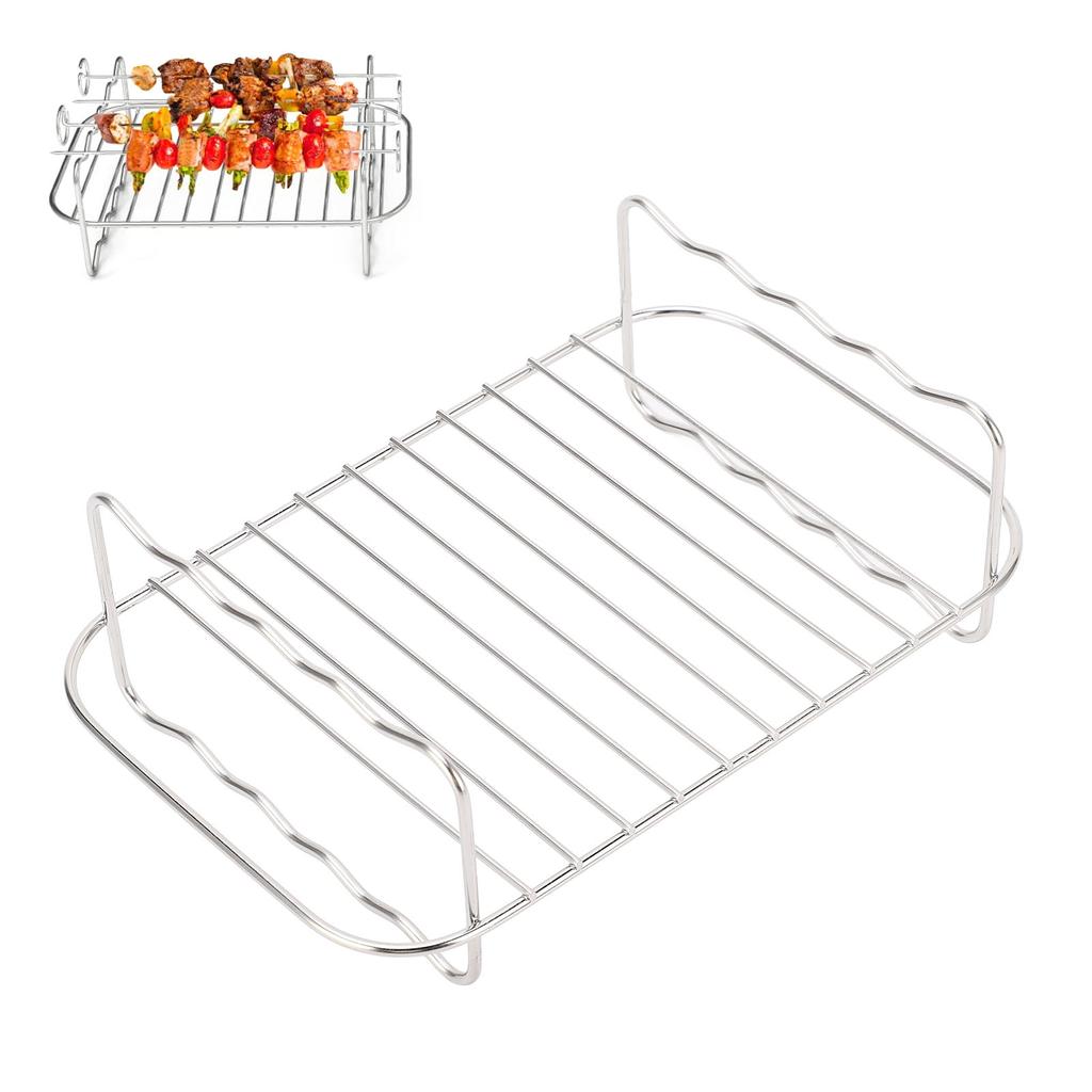 Rectangle Stainless Steel Fryer Rack Multi Layer Rack for Ningja Foodi DZ201 401 Double Basket Fryers Accessories