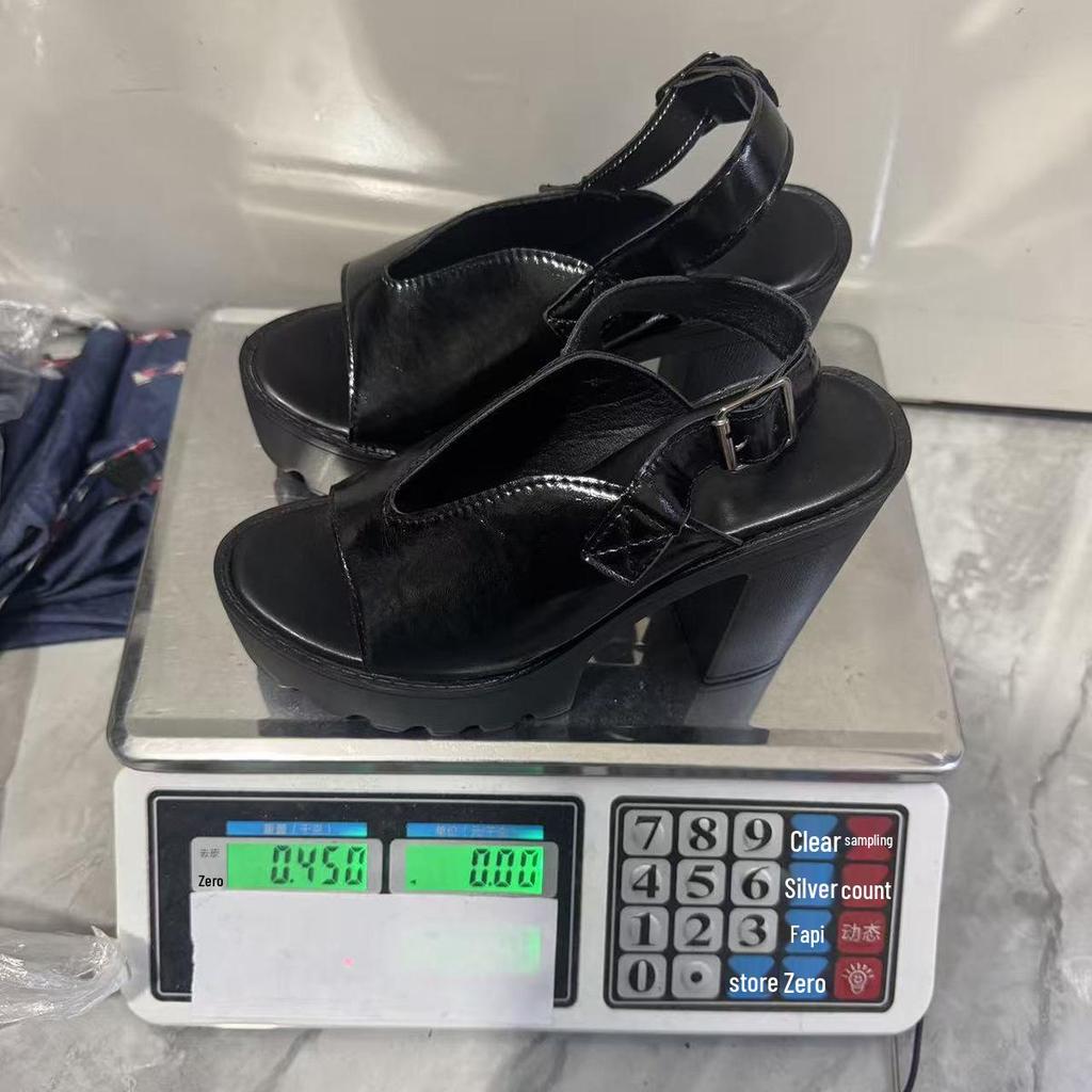 Women's Plus Size Black Chunky Heel Roman Sandals - Summer Style for Skirts