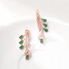 Elegant New Fashion Copper Earrings with Green Gemstone and Zircon