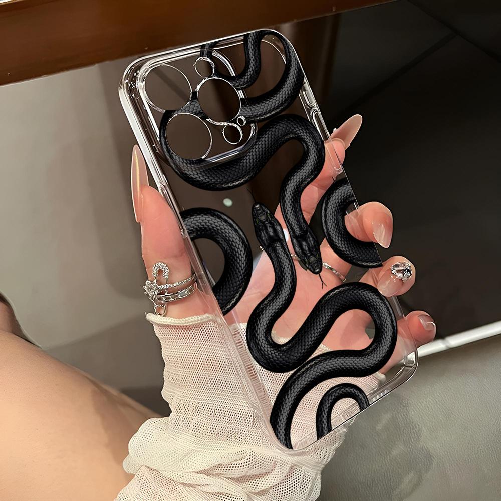 Phone Case Soft Matte Candy For IPhone 17 16 15 14 Pro Max Plus 13 12 11 Transparent Bumper Cover New Black Snake