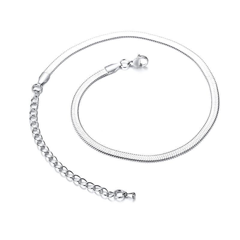 

3-5mm Women Herringbone Necklace, Stainless Steel Copper Color Collarbone Chain Choker Collier Width 3mm&45cm extend 5cm