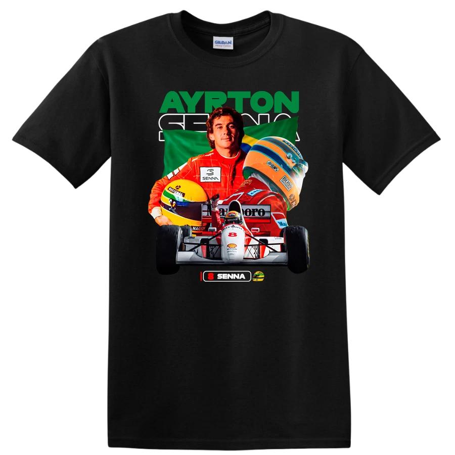 Ayrton Senna Racing Legend T Shirt Formula One Car Fans Tee Brazil Flag Design XXL