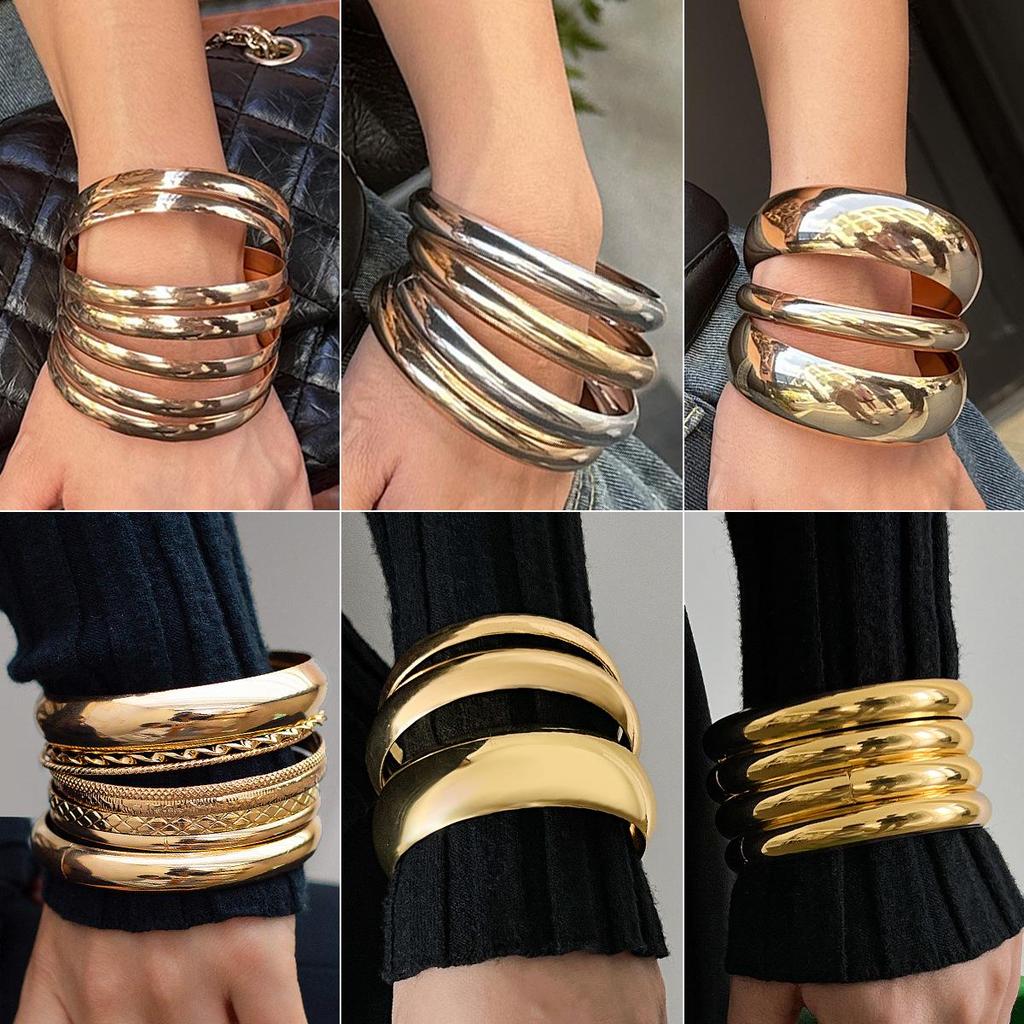 Retro European & American Snakeskin Texture Bangle Set