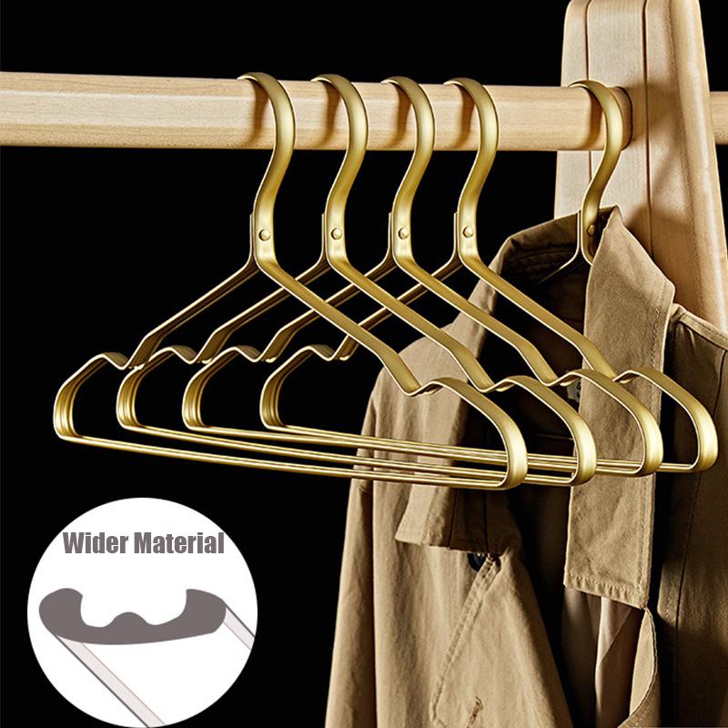 

Вешалки для одежды из золотистого металла, 10 шт. в упаковке, прочная сушилка из алюминиевого сплава для полотенец рубашек, брюк, шкафов, органайзеров для хранения вещей 10pcs золотой
