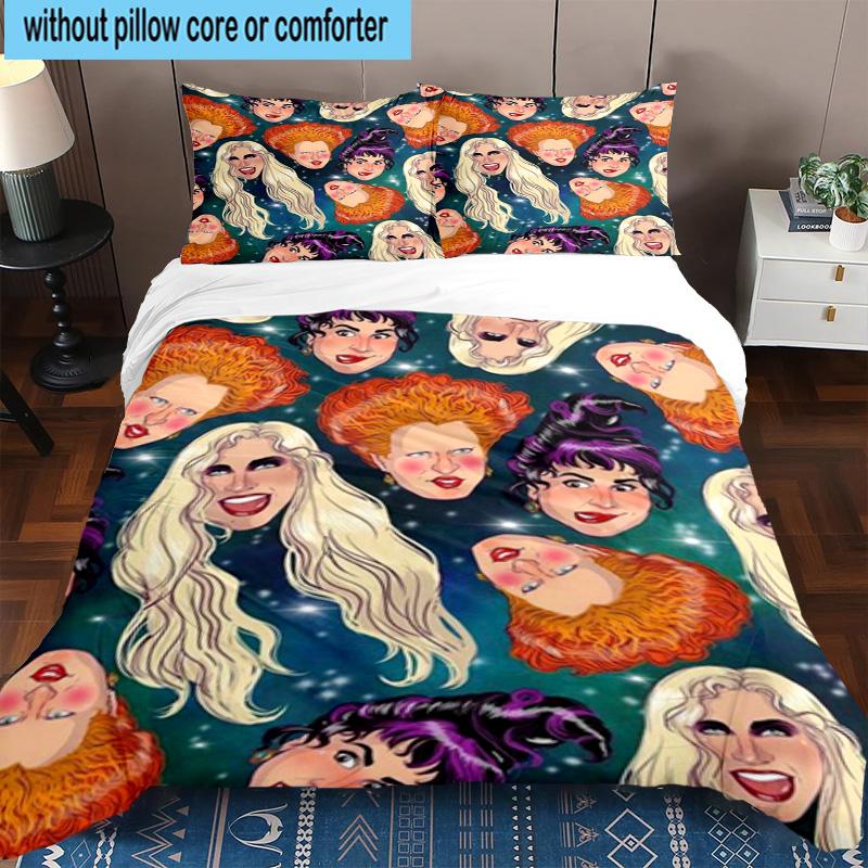 3PCS Halloween witches 3pcs Bedding,Including 3PCS Duvet Cover And 2pcs Pillowcases Perfect for Christmas,Ideal for Bedroom, Dormitory