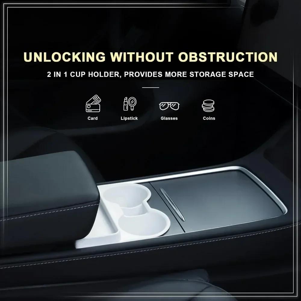 Cup Holder Insert Center Console Water Cup Limit Clamp Under Armrest Box Storage Tray Holder Accessories for Tesla Model 3 Y