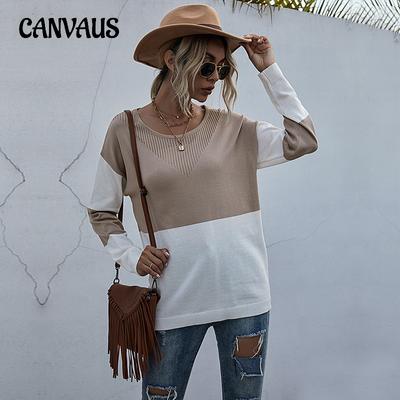 Autumn Women's Knitted Sweater Loose Round Neck Bottom Sheer Mesh Knitted Sweater Casual Top