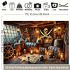 1 Piece of 2D Flat Polyester Photo Background Cloth for a Pirate Ship Cabin, Birthday Cake Table Decoration Flags,