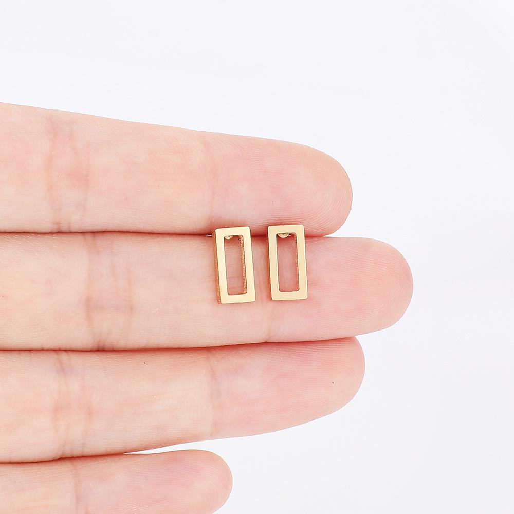 

Stainless Steel Rectangle Stud Earrings For Women Girls Gold Color Geometric Fashion Ear Zircon Birthday Party Gifts Wholesale