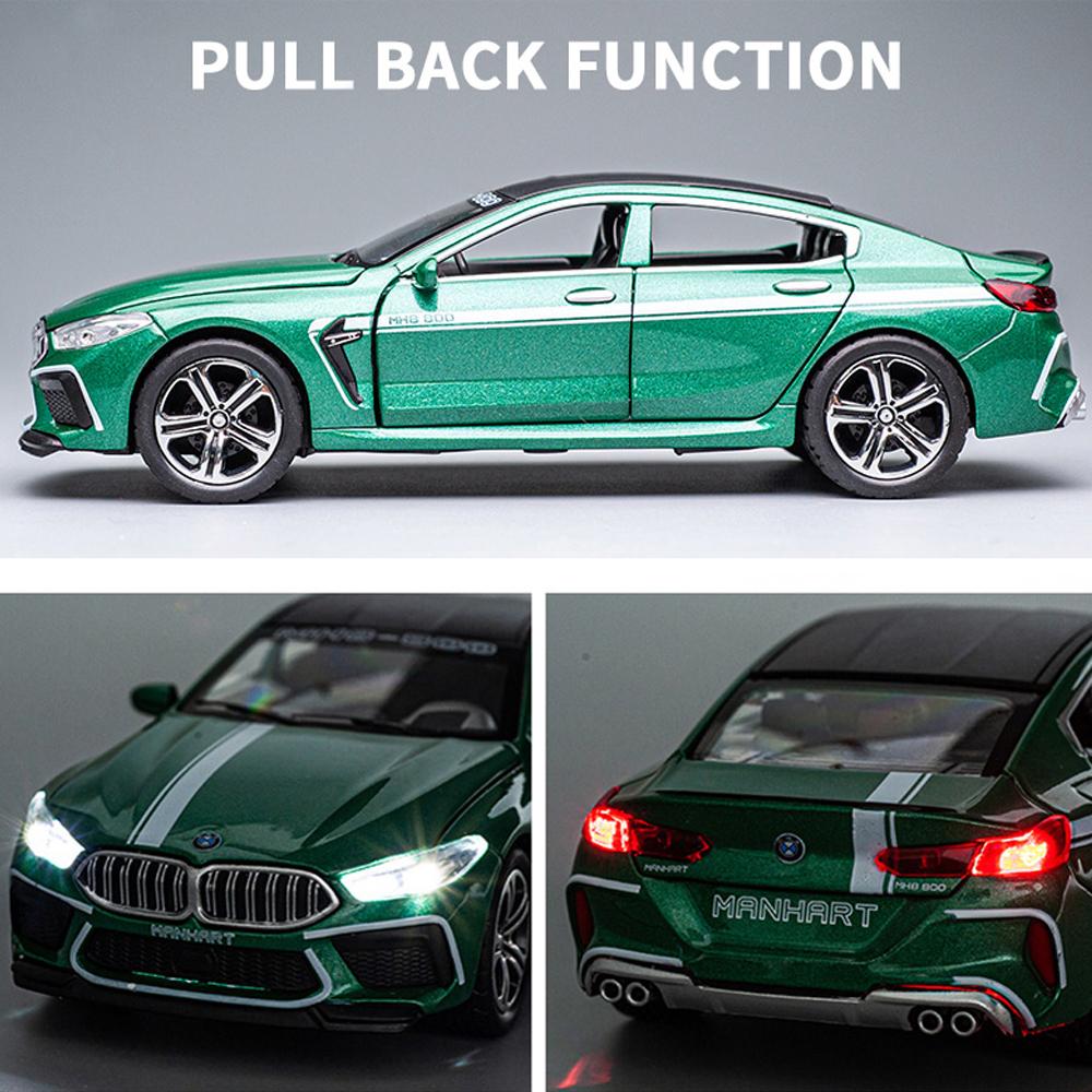 Modelo de coches de aleación fundido a presión de Metal M8 Manhart a escala 1/32, coche de juguete para niños, juguetes de regalo para niños, colección de pasatiempos para vehículos