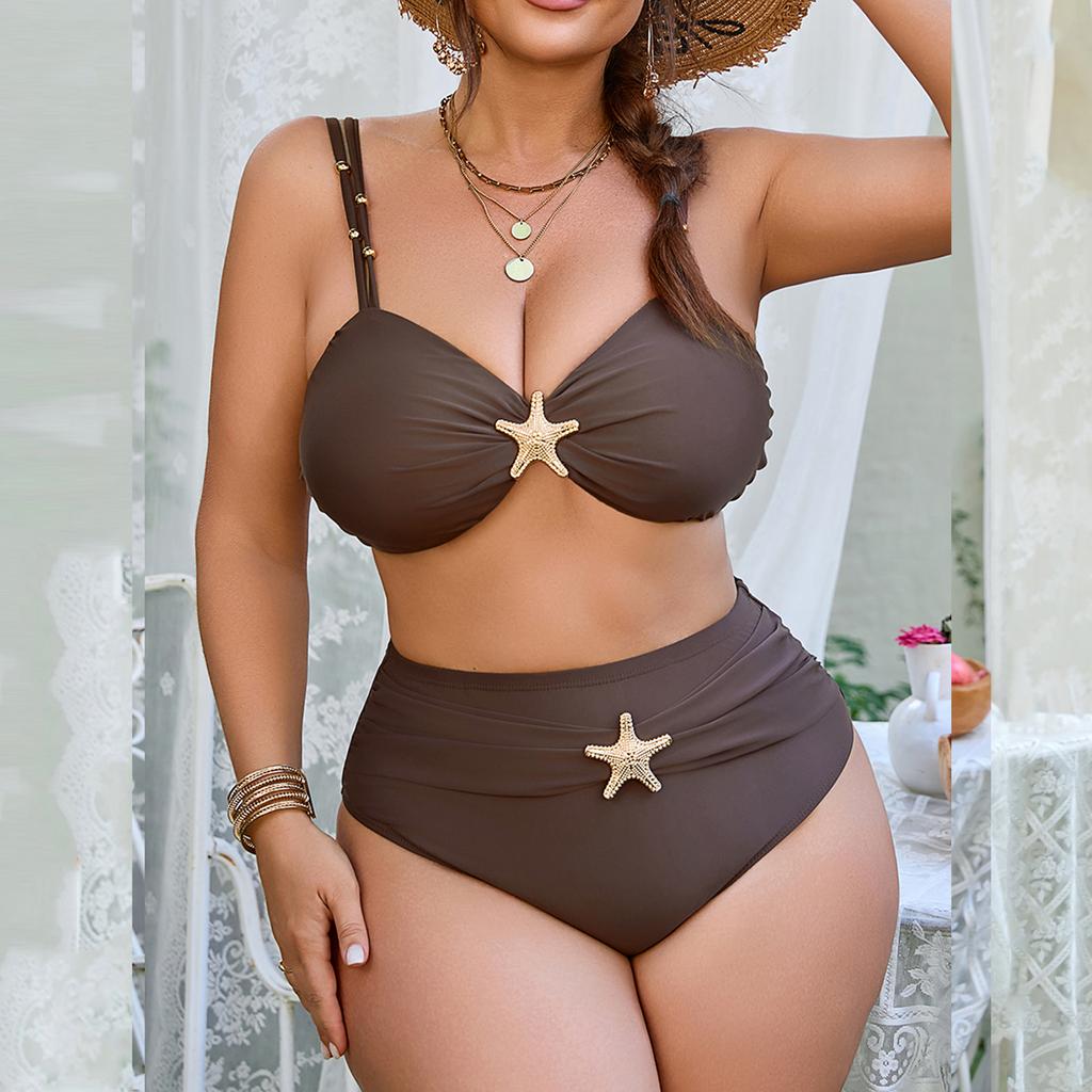 Kadın İki Parçalı Bikini Takımı Büyük Beden Bölmeli Mayo