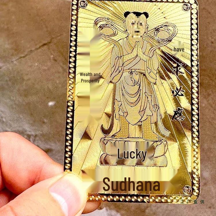 Mount Putuo Shancai Cave Wealth Guardian Buddha Card Set – Gold & Silver for Men and Women