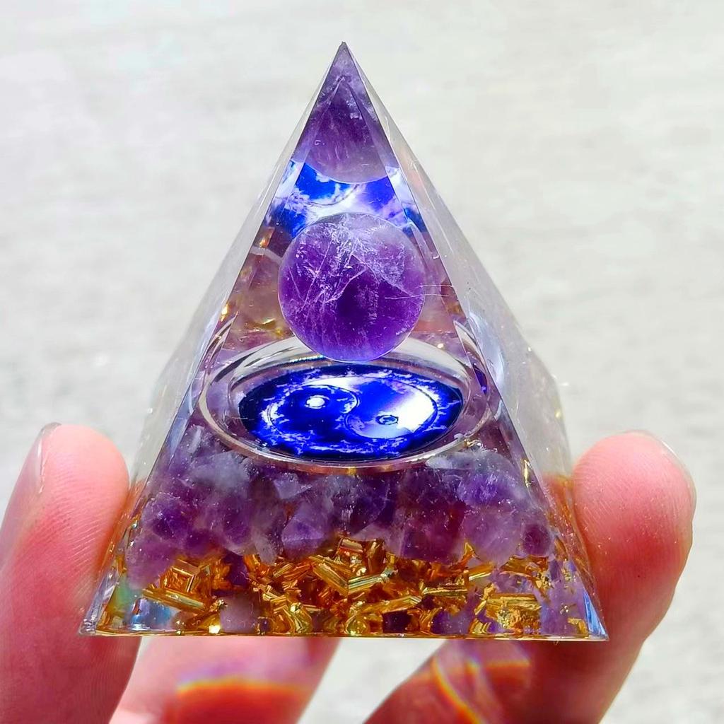 Crystal Stone Pyramid Resin Decor: Home, Office, Car Ornaments