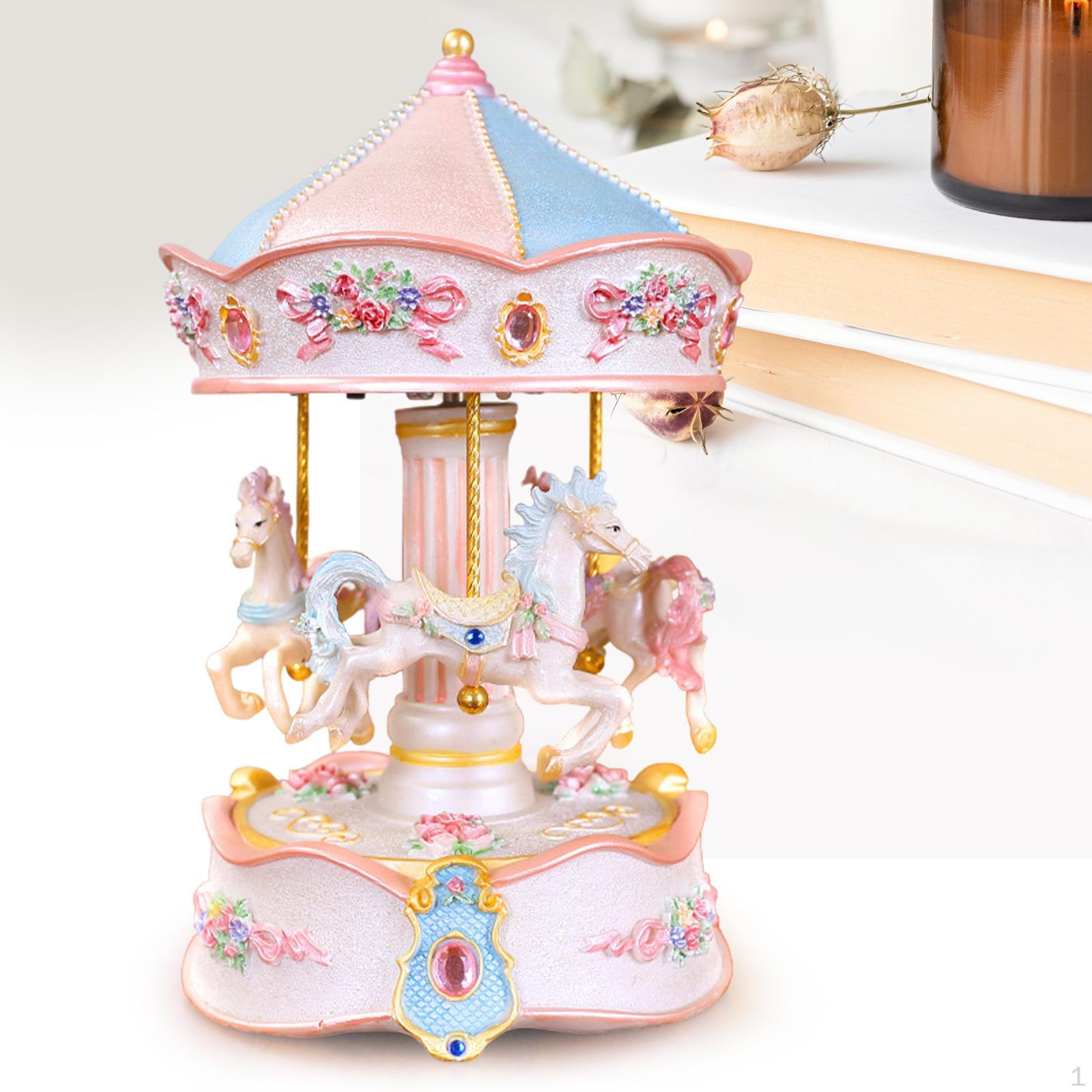 

Карусель Музыкальная Шкатулка Декор Настольный Декоративный Ручной Работы Часовой Тип Лошадь Заводной Вращение синий