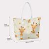 Cute Giraffe Pattern Tote Bag Casual Daily Portable Large Capacity Lightweight Shoulder Handbag