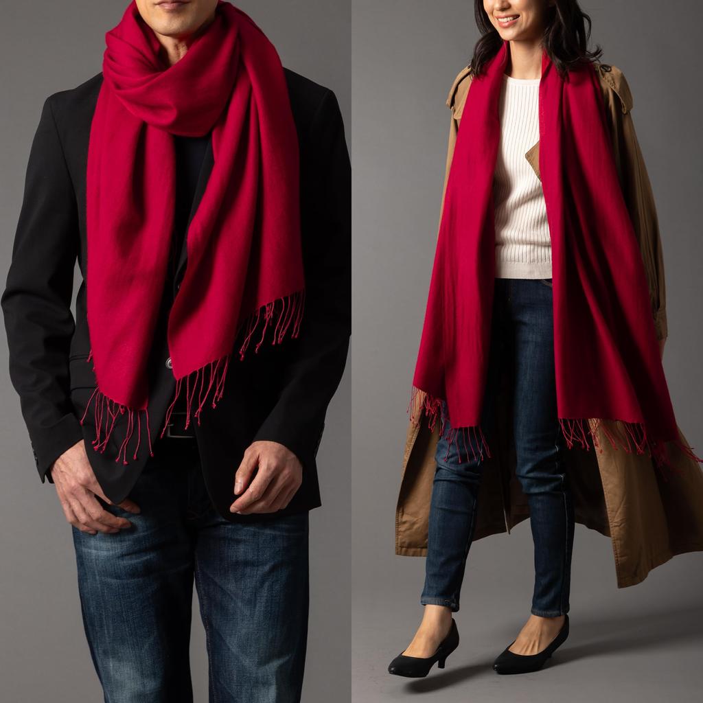 Prezent na 60. urodziny Kaszmir Jedwab Duża Stola Pudełko Prezentowe Bordowy 70x200cm [Kolekcja Pashmina]