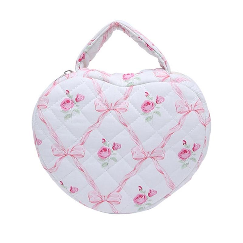 Large Capacity Waterproof Makeup Bag For Travel Cosmetic Organizers With Floral Heart Design Travel Toiletry Bag