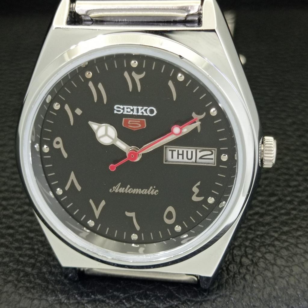 VINTAGE REFURBISHED SEIKO 5 AUTOMATIC 6309A JAPAN MENS BLACK WATCH A441394-5 Sk-a441394