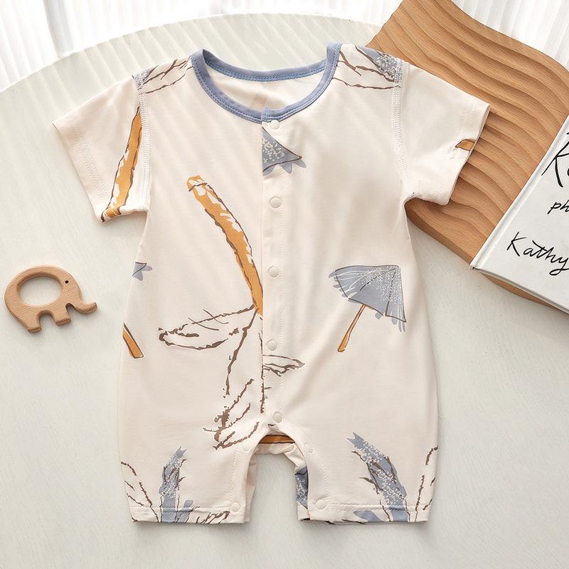Summer Newborn Bodysuit Pajamas: Thin Short Sleeve Rompers for Babies